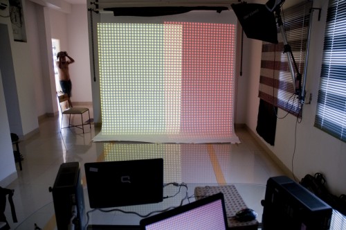 The setup with two projectors