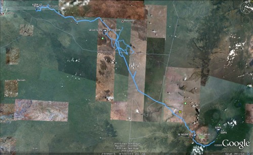 The GPS trail in Serengeti National Park
